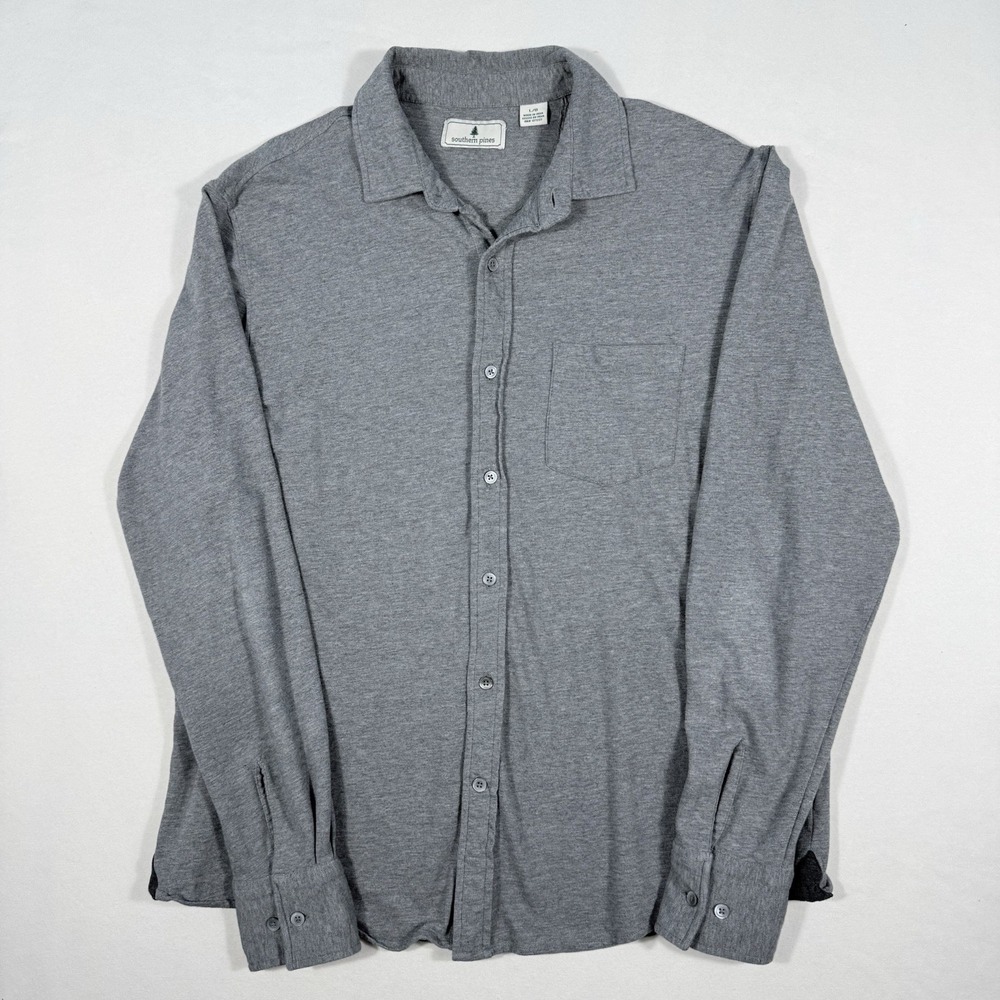 Southern Pines L/S Shirt‎ Mens L Gray Stretch Casual Button Up Coastal Outdoor